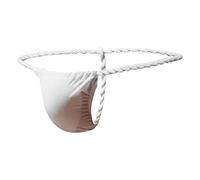 Newsywell Hombre Seda de Hielo Tanga Sumo Talle Bajo Hilo Invisible Skiny Fit Calzoncillos G-String Ligero Thong Bikini Slip Ropa Interior Blanco Large