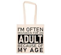 Newtee A Menudo Me Confunden Con Un Adulto Debido A Mi Edad Totebag Beige Bolsa De Algodón Reutilizable Ecológica Beige Totebag Eco Friendly Reusable Cotton Bag