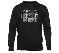 Newtee Aquí Hay Un Olor Ofensivo A Zorra Negra Cuello Redondo Unisex Unisex Black Sweatshirt Crewneck