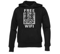 Newtee Código Qr De Broma De Rick Roll WiFi Gratis Sudadera con Capucha Negra Unisex Hombre Mujer Unisex Black Sweatshirt Crewneck