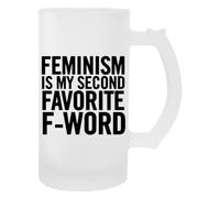Newtee El Feminismo Es Mi Segundo Favorito Taza Transparente De Vaso De Cerveza Con Asa Beer Glass Transparent Mug With Handle