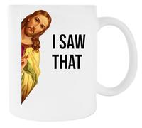 Newtee Meme De Jesús Vi A Ese Dios Cristiano Bolsa De Gimnasio Taza De Cerámica Blanca Para Taza De Café Para Té White Ceramic Mug For Coffee Cup For Tea