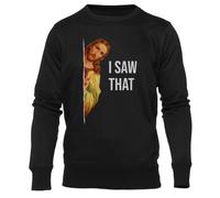 Newtee Meme De Jesús Vi A Ese Dios Cristiano Negra Cuello Redondo Unisex Unisex Black Sweatshirt Crewneck