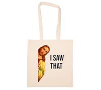 Newtee Meme De Jesús Vi A Ese Dios Cristiano Totebag Beige Bolsa De Algodón Reutilizable Ecológica Beige Totebag Eco Friendly Reusable Cotton Bag