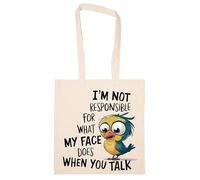 Newtee No Soy Responsable De Lo Que Haga Mi Cara Totebag Beige Bolsa De Algodón Reutilizable Ecológica Beige Totebag Eco Friendly Reusable Cotton Bag
