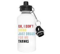 Newtee Oh No Bebo Solo Consumo Drogas Gracias Botella De Agua De Acero Inoxidable Frasco Ecológico Reutilizable Blanco Stainless Steel Water Bottle White Reusable Eco Flask