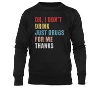 Newtee Oh No Bebo Solo Consumo Drogas Gracias Negra Cuello Redondo Unisex Unisex Black Sweatshirt Crewneck