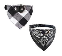 Newtensina 2pcs Pañuelo de perro a cuadros lindo cachorro pañuelo ajustable cachorro collar bufanda para perros - negro - L