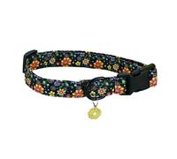 Newtensina Collar de perro con diseño de flores de moda con colgante de pétalo y mariposa para perros medianos y grandes, color negro, talla L