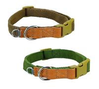 Newtensina Collar de perro de algodón de poliéster suave de 2 piezas con diseño de anillo en D pequeño expandible para perros medianos y grandes, color verde, marrón, talla M