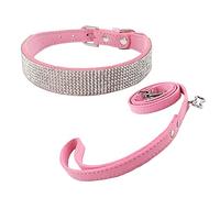 Newtensina Collar de Perro de Moda con Diamante Bling Collar y Correa de Gatito Collares con Correas para Perros Gatos