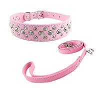 Newtensina Collar de Perro de Moda y Conjunto de Plomo Collar de Cachorros de Bling Collar de Perro Lindo Diamante con Correas