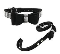 Newtensina Collar de Perro de Moda y Correa con Pajarita Collar de Perro de Bling con Lazo para Perro