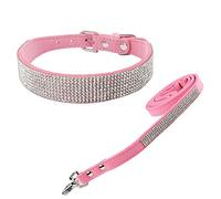 Newtensina Collar de Perro Mode con Diamante y Correa Bling Cuello de Cachorros con Correa para Perros pequeños Perros Grandes