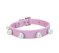 Newtensina Collar de perro rosa con perlas, collar para cachorros, bonito collar de gato de perlas para mascotas pequeñas