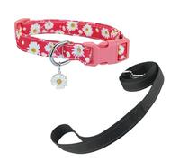 Newtensina Correa de perro con patrón de flores de moda y collar de perro con un colgante de pétalos para perros medianos y grandes (a) - Roseo - M