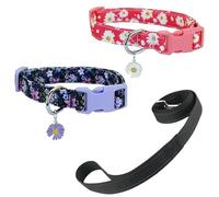 Newtensina Correa de perro con patrón de flores y collar de perro con un colgante de pétalos para perros medianos y grandes (a) - PurpleRoseo - S