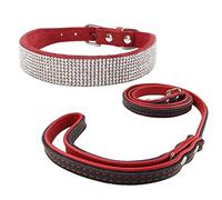 Newtensina Cuello de Perro de Moda y Correa Cuello de Cachorros de Bling con Correa de Color de Contraste para Perros pequeños Perros medianos