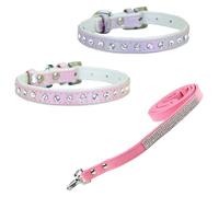 Newtensina Fashion 0082 - Collar de perro y correa para perro con diamantes para perros pequeños (0082), color rosa y morado, talla M