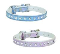 Newtensina Fashion - Collar de perro de 2 piezas con diamantes para perros pequeños (0080), color rosa, morado, talla M