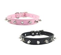 Newtensina Moda 2 Piezas Tachonado Collar de Perros Set Punk Tachonado Collar de Perrito para Perros pequeños Gatos