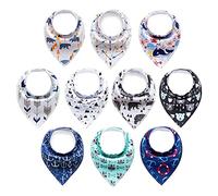 Newthinking Paquete de 10 baberos para bebé, baberos bandana con broches ajustables, baberos 100% algodón para bebés de 6 a 24 meses recién nacidos y niños pequeños, Azul paquete de 10 unidades, 10