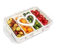 Newthinking Snack Box with 4 Compartments, Divided Tray for Snacks with Lid and Handle, Portable Food Storage Container for Picnics and Family Gatherings Caja de bocadillos dividida con tapa y mango
