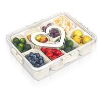 Newthinking Snack Box with 8 Compartments, Divided Tray for Snacks with Lid and Handle, Portable Food Storage Container for Picnics and Family Gatherings Caja de bocadillos dividida con tapa y mango