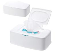 Newtic 2 Piezas Caja para Toallitas Húmedas con Tapa,Caja portátil con botón pulsador toallitas Bebe,Dispensador de toallitas humedas para el hogar, la oficina y el coche
