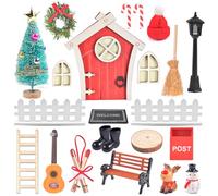 Newtic Juego de 26 Accesorios para Puerta Elfo Navidad,Juego de Duendes de Navidad, Miniatura, decoración con árbol de Navidad, Botas, Guitarras, Valla para Puerta de Hadas, decoración navideña