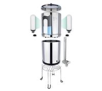 NEWTON Sistema de filtro de agua con gravedad de Premium con eliminación de fluoruro | Capacidad de 6L | Sistema completo con 2 x velas de filtro, soporte de acero inoxidable y toque de vidrio