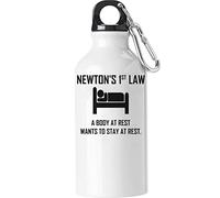 Newton's 1st Law A Body at Rest Wants to Stay at Rest Sleeping Funny Botella de agua turística Blanco, Blanco, 400 ml