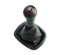 Newtown2700-parts Pomo para palanca de cambios y marco - color negro, costura roja, tapa roja compatible con VW Passat 3B 3BG B5 5.5 5 velocidades