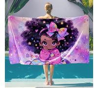 NEWTRASI Elegante toalla de playa de microfibra de princesa melanina, toalla de baño de playa de secado rápido, suave y agradable al tacto, para niños y niñas (estilo 2,130 cm x 80 cm)