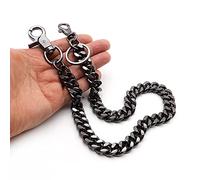 newtro Cadena gruesa y pesada para hombre, mujer, niño, niña, motociclista, pantalones vaqueros, punk, gótico, llavero, negro, dorado, plateado, negro, 17 pulgadas