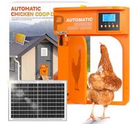 NEWTRY Abrepuertas Automático para Gallinero, Puerta Pivotante con Temporizador y Sensor de Luz, Anti-pellizco, 10W Energía Solar con Mando a Distancia de 40m