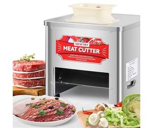 NEWTRY Cortadora de carne comercial con cuchilla de 10 mm, 160KG/H Máquina para cortar carne de acero inoxidable 550W, cortar en rodajas y dados, para restaurantes, comedores, carnicerías