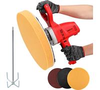 NEWTRY Lijadora eléctrica de mortero de albañilería, alisadora manual de yeso para el acabado de paredes, mezcladora de mortero multiusos, con discos de lija esponjosos de repuesto 220V CE