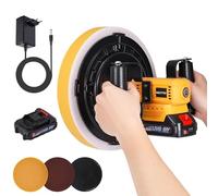 NEWTRY Mini alisadora eléctrica sin cable de 20V con 2 baterías de 1.5Ah y cargador, Lijadora máquina extensible para enlucir y pintar, con discos de repuesto (sin alargadera)
