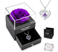NEWUPZSI Rosa Eterna morado Regalos para Mama Caja Rosa Real Preservada Navidad con Collar para Madres Cumpleaños Regalos para el Día de la Madre Regalo para Mamá,Mejor Madre del Mundo