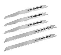 NEWURBAN Paquete de 5 Hojas de Sierra Recíproca de Acero Inoxidable Para Corte de Alimentos de Hueso de Carne Congelada 9 in (228 mm) - 3 piezas / 12 in (300 mm) - 2 piezas