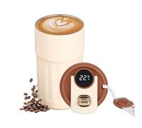 Newvenper Tazza termica sottovuoto in acciaio inox, con indicatore di temperatura a LED, a prova di perdite, con coperchio, mantiene freddo e caldo, adatta per caffè, tè e birra, 420 ml (bianco)