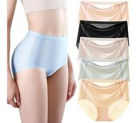 NEWWAN Ropa Interior de Seda de Hielo Ultrafina Que no Deja Marcas,Bragas Transpirables de Cintura Media de Hielo sin Costuras (2X-Large,Shape-R)