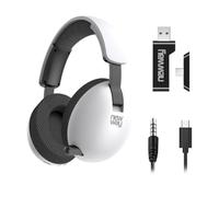 NEWWAY NH251 - Auriculares inalámbricos con micrófono retráctil, triple modo WiFi de 2,4 GHz/BT/Jack 3,5 mm, receptor USB/USB-C, para PC, ordenador portátil, smartphone, consolas, tablet y Mac (blanco
