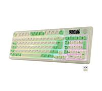 NEWWAY NK251 Teclado inalámbrico recargable - Diseño alemán QWERTZ - Triple modos WiFi 2.4 GHz / BT/USB-C - Pantalla digital - Rueda multifunción - Retroiluminación RGB - Receptor en la parte