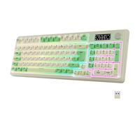 NEWWAY NK251 Teclado inalámbrico recargable - Diseño francés AZERTY - Triple modos WiFi 2.4 GHz / BT/USB-C - Pantalla digital - Rueda multifunción - Retroiluminación RGB - Receptor en la parte