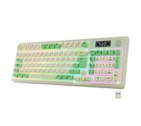 NEWWAY NK251 - Teclado inalámbrico Recargable Pantalla LCD Rueda Multifunción - QWERTY español - Triple Modo (WiFi 2.4 GHz, BT, USB-C) - RGB - Receptor USB Integrado en la Parte Trasera