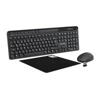 NEWWAY NKMP252 Kabelose Tastatur Maus Set 2,4 GHz - QWERTZ Deutsch - Leise Tasten, 14 Multimedia -Tasten, Leichte Ergonomische 6-Tasten-Maus, Mauspad Inklusive, Lange Batterielaufzeit