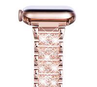 NewWays Compatible con Apple Watch Band de 1.614 pulgadas, 1.575 pulgadas, 1.496 pulgadas, Series 7 SE 6 5 4 3, pulsera brillante para iWatch Band para mujer (oro rosa tallado)