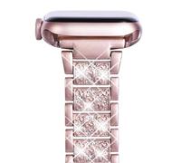 NewWays Compatible con Apple Watch Pulsera de metal de 46 mm, 45 mm, 44 mm y 42 mm (serie 11/10), acero inoxidable brillante de diamante para mujer iWatch SE Series 11/10/9/8/7/6/5/4/3/2/1, rosa